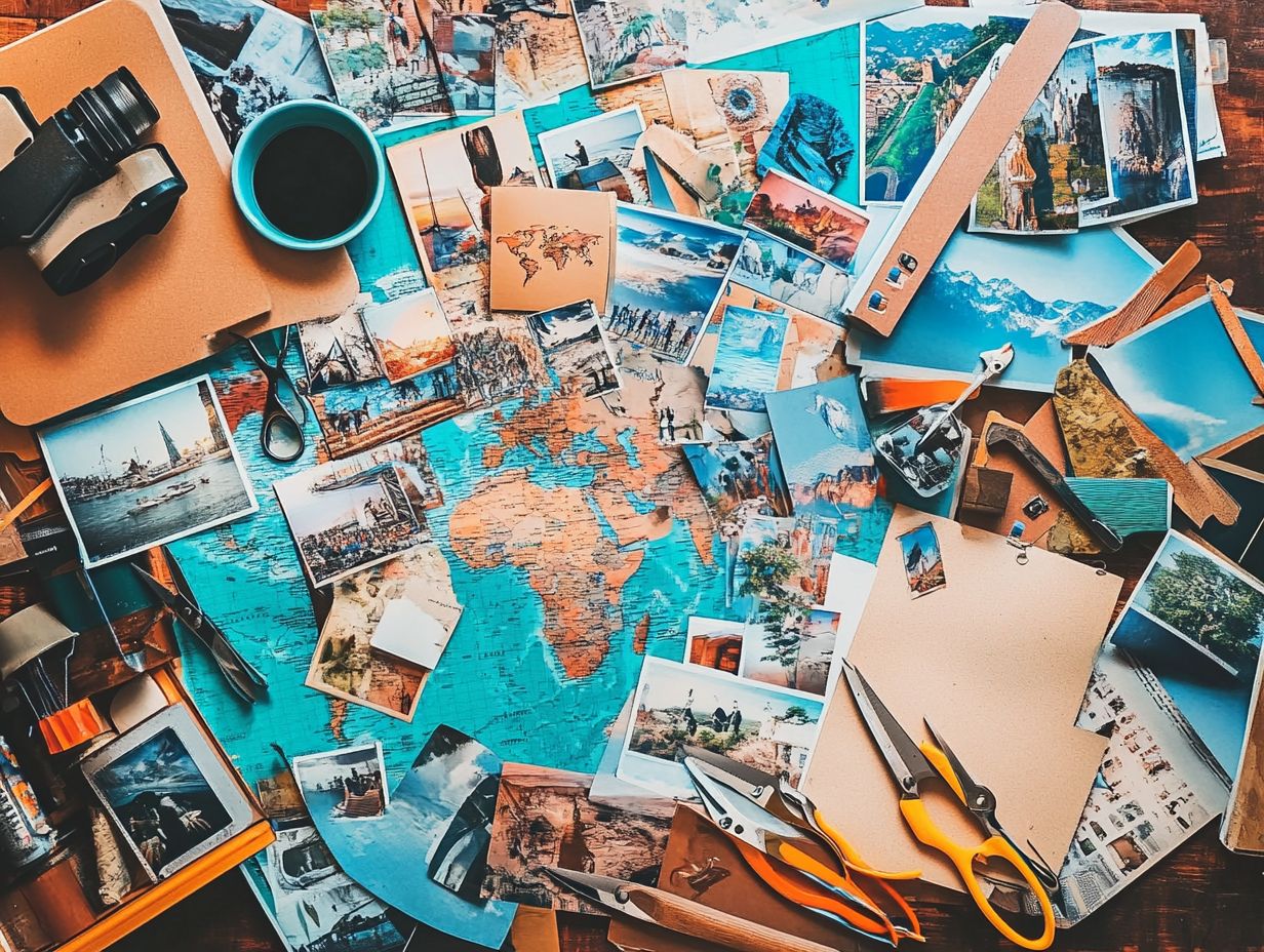 A collection of inspirational materials for creating a vision board