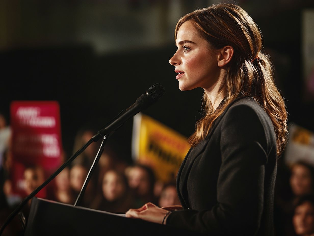 Emma Watson advocating for gender equality through key initiatives and projects