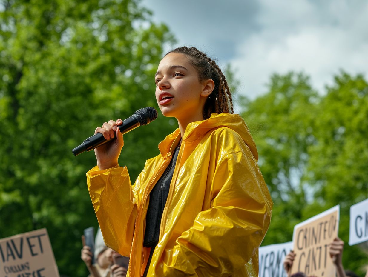 Greta Thunberg leading a climate strike