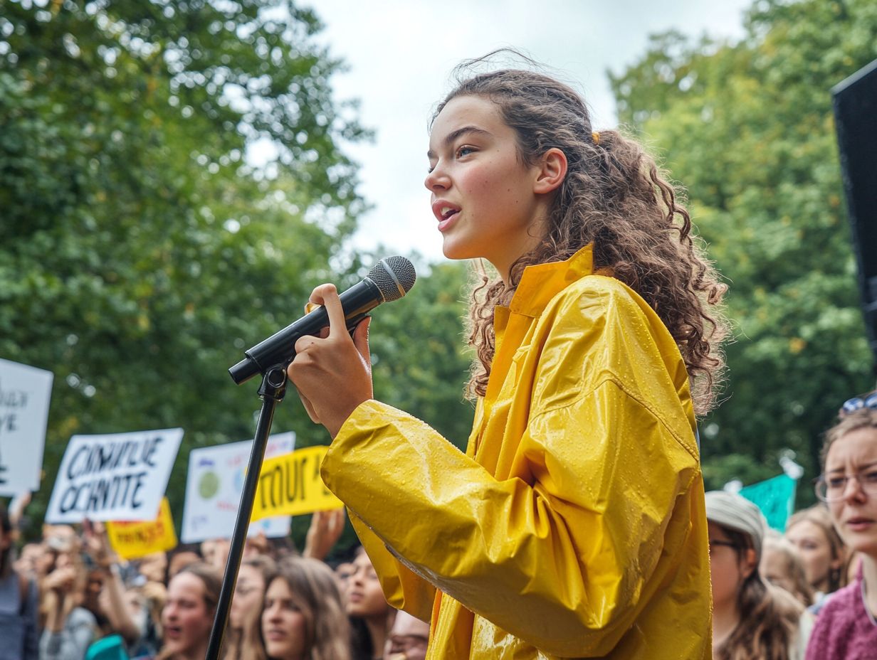 Greta Thunberg speaking at a climate conference.