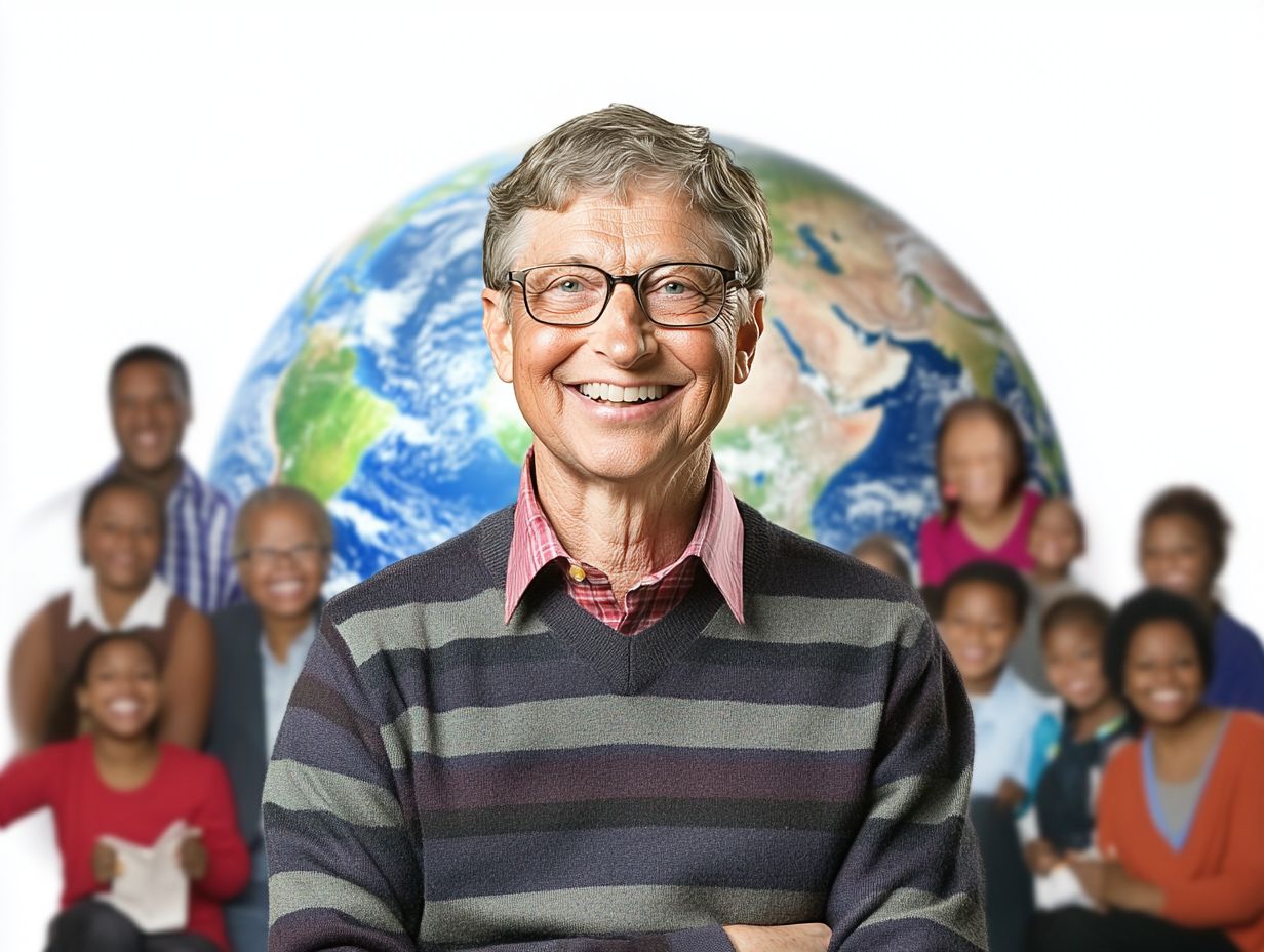 Infographic illustrating key questions about Bill Gates' impact on philanthropy