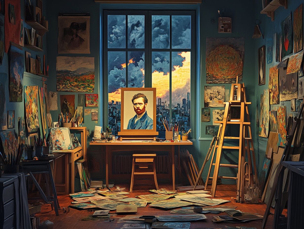 An illustration related to Vincent van Gogh's life and struggles